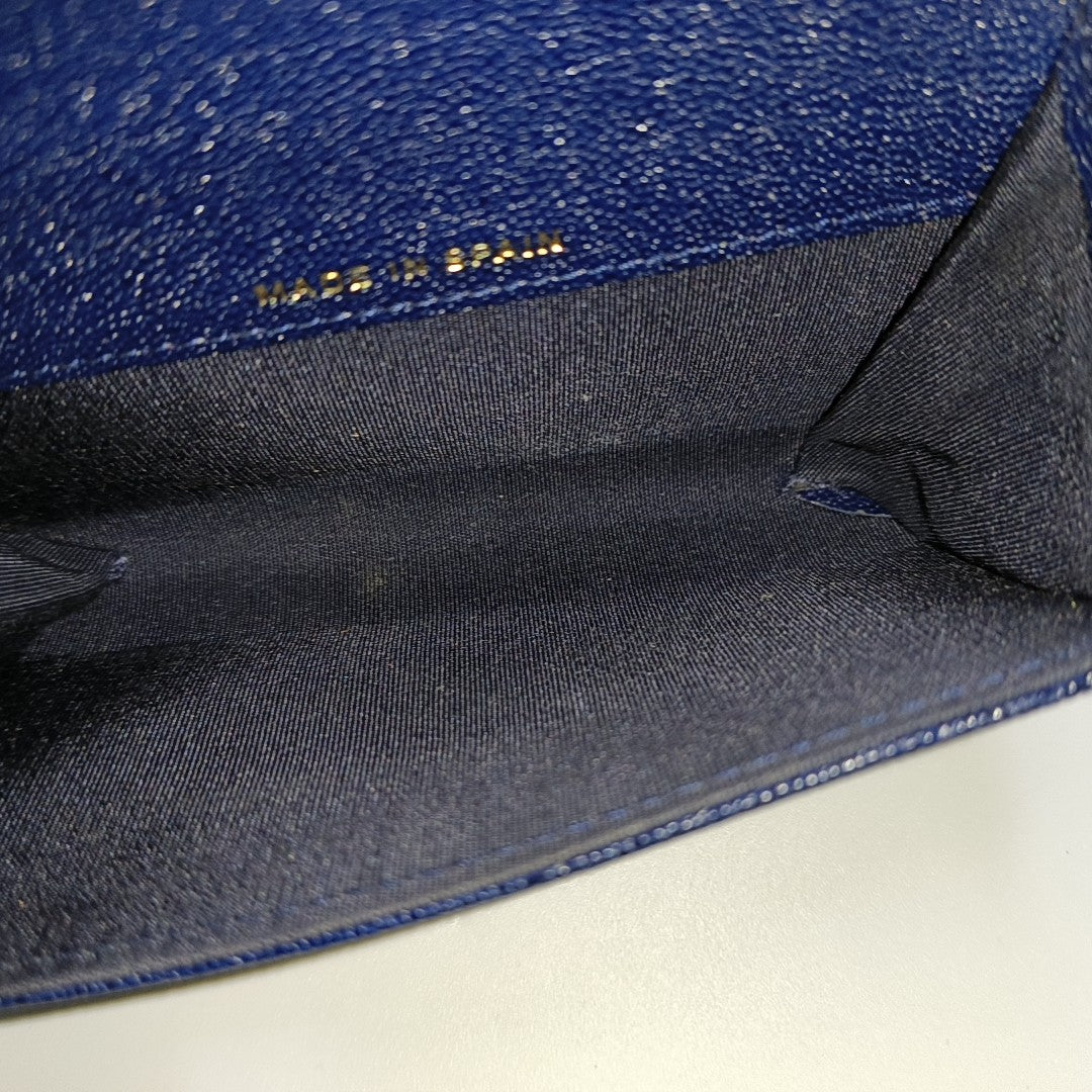 Authenticated pre-owned  Boy Chanel Quilted Grained Calfskin Blue Wallet - Wallet at Looply