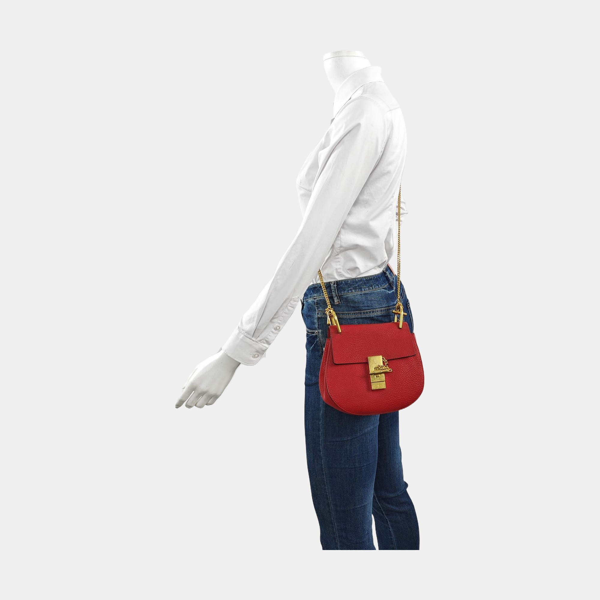 Authenticated pre-owned  Drew Mini Calfskin Red - Handbags at Looply