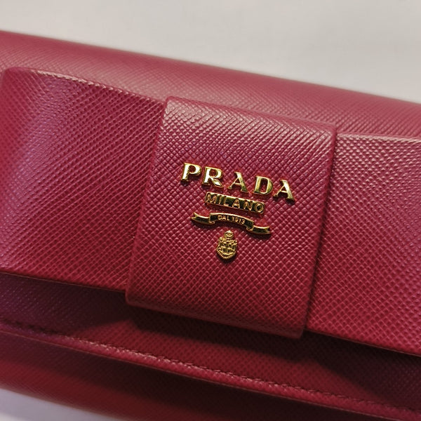 Fiocco Bow Calfskin Pink Wallet
