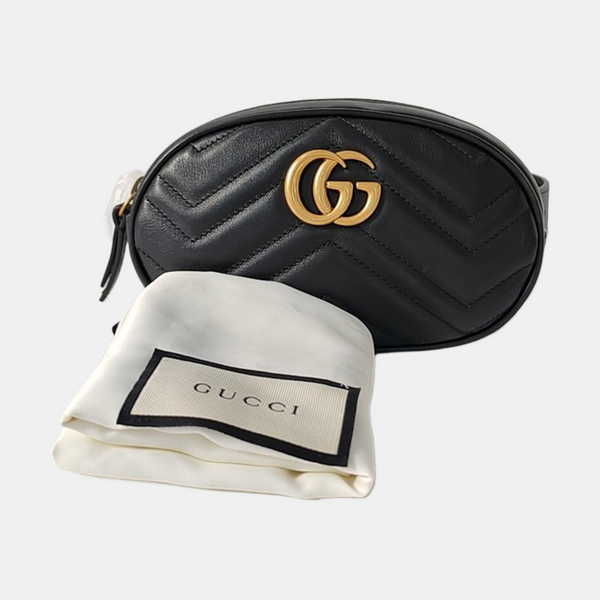 Authenticated pre-owned  GG Marmont Calfskin Black - Belt Bag at Looply