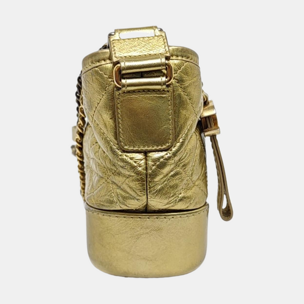 Authenticated pre-owned  Gabrielle Small Quilted Calfskin Gold - Crossbody Bag at Looply