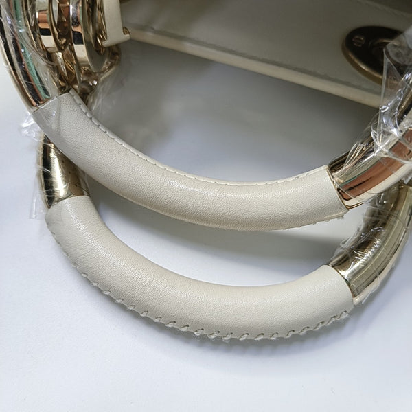 Lady 95.22 Small Cannage Calfskin White
