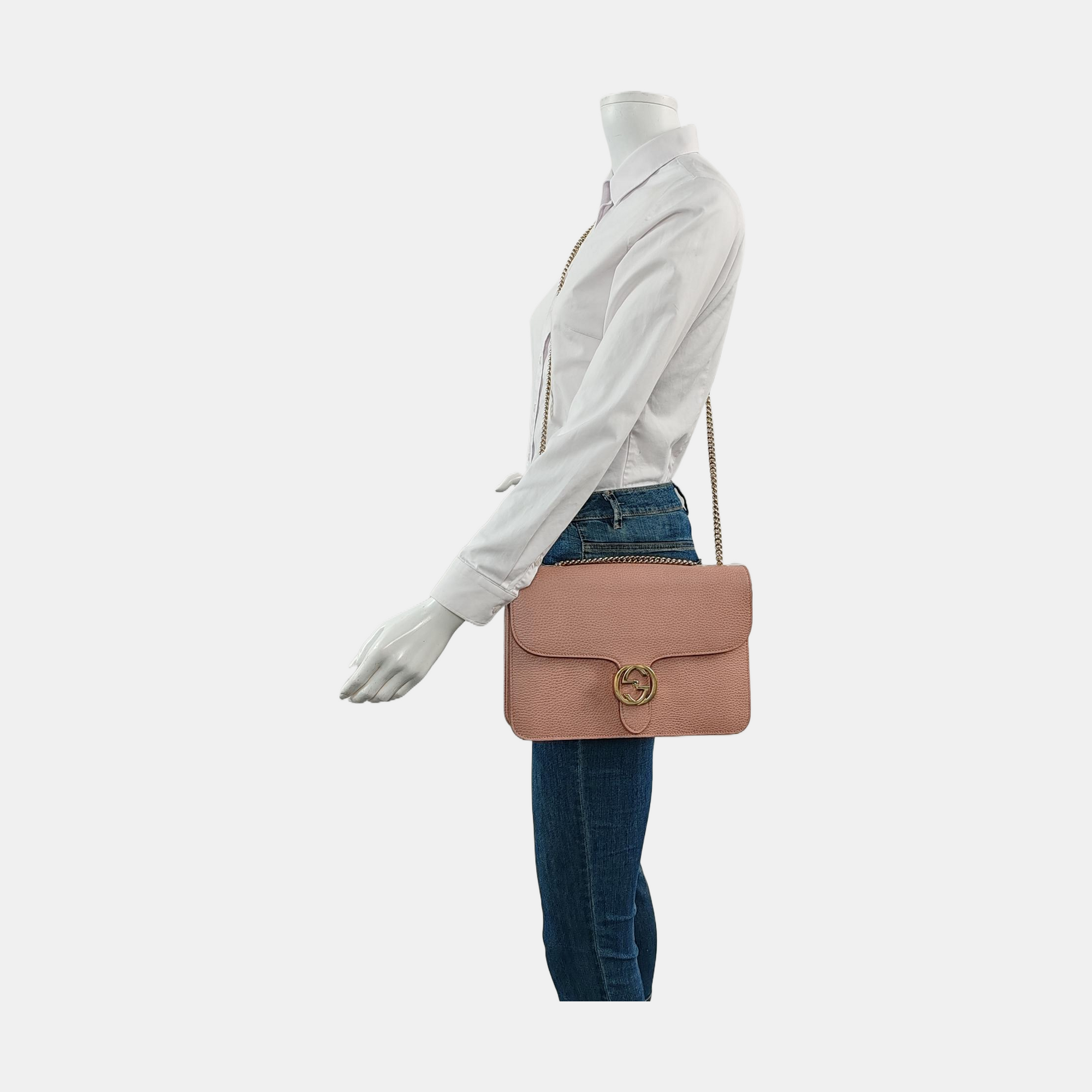Authenticated pre-owned  Interlocking G Large Calfskin Pink - Handbags at Looply