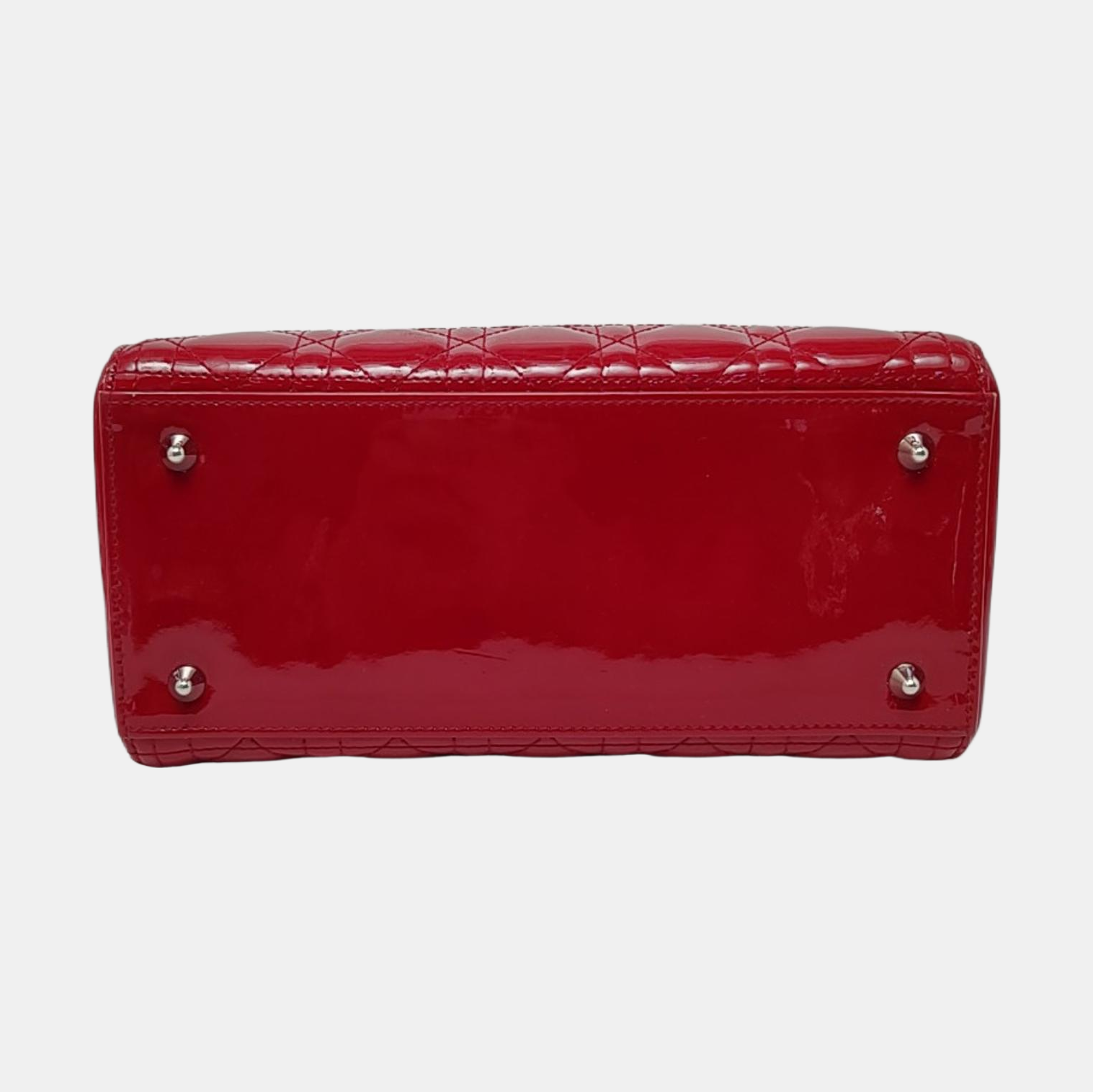 Authenticated pre-owned  Lady Dior Medium Patent Leather Red - Crossbody Bag at Looply
