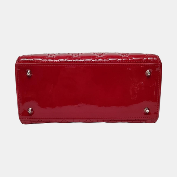Authenticated pre-owned  Lady Dior Medium Patent Leather Red - Crossbody Bag at Looply