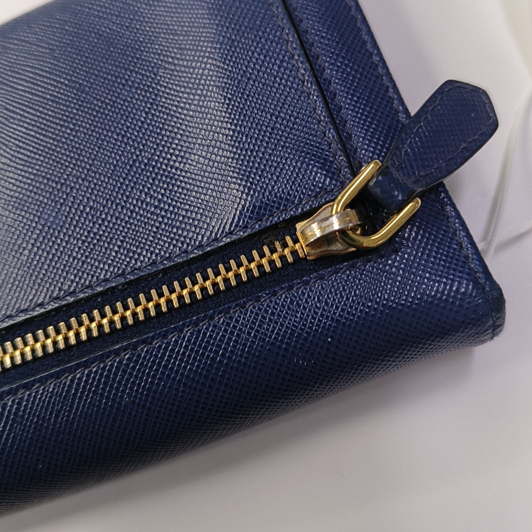 Mini Bag Saffiano Calfskin Blue Wallet