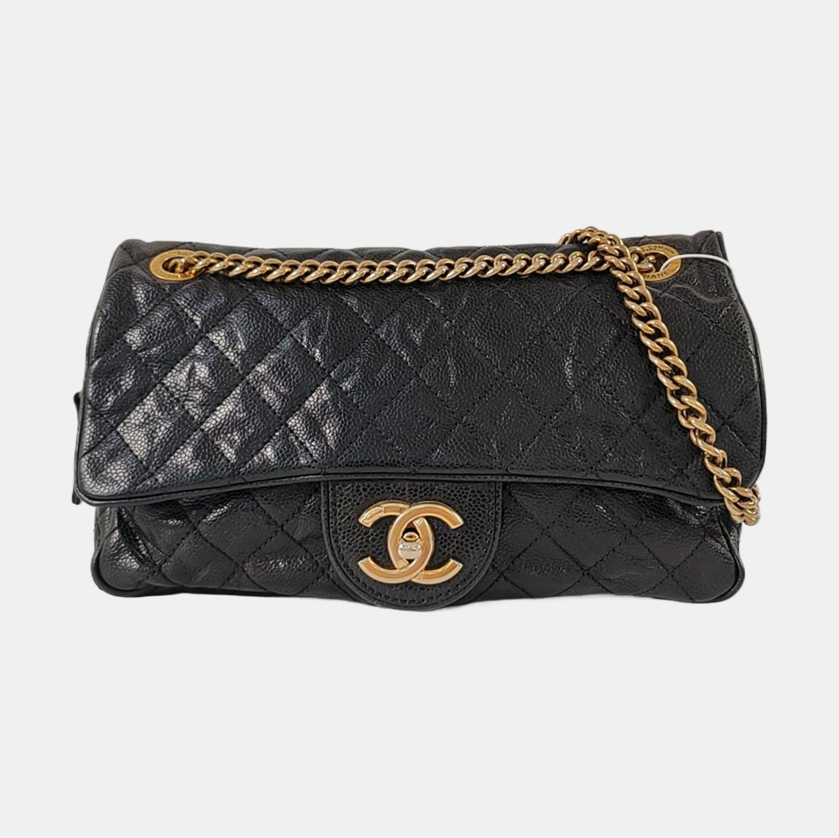 Authenticated pre-owned  Classic Flap Medium Quilted Calfskin Black - Crossbody Bag at Looply
