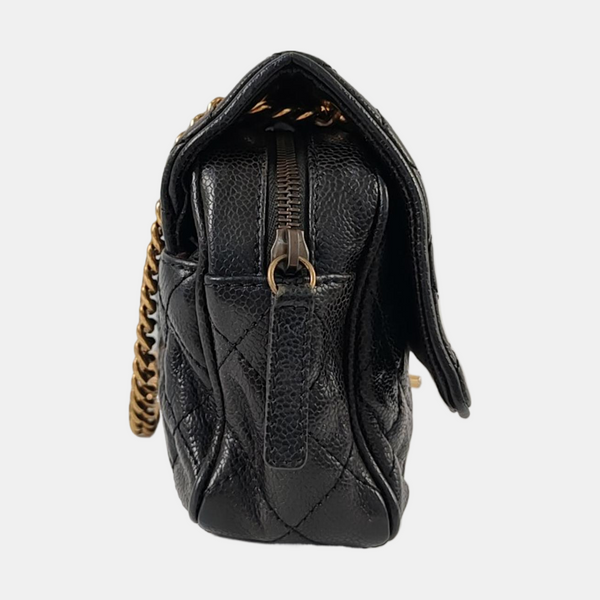 Authenticated pre-owned  Classic Flap Medium Quilted Calfskin Black - Crossbody Bag at Looply