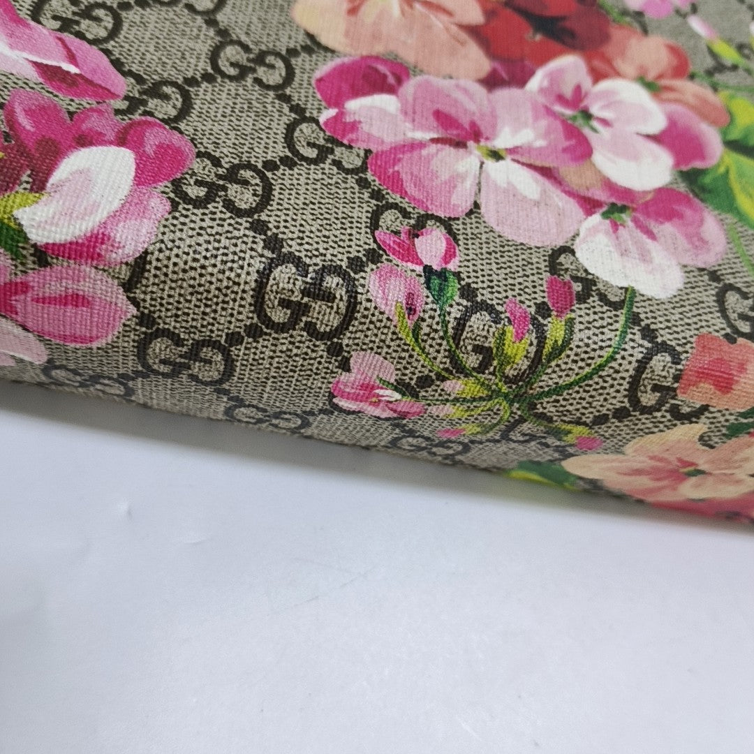 GG Blooms Large Monogram Coated Canvas Beige