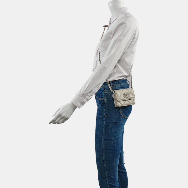 Authenticated pre-owned  Chanel 19 Quilted Lambskin Gray - Crossbody Bag at Looply