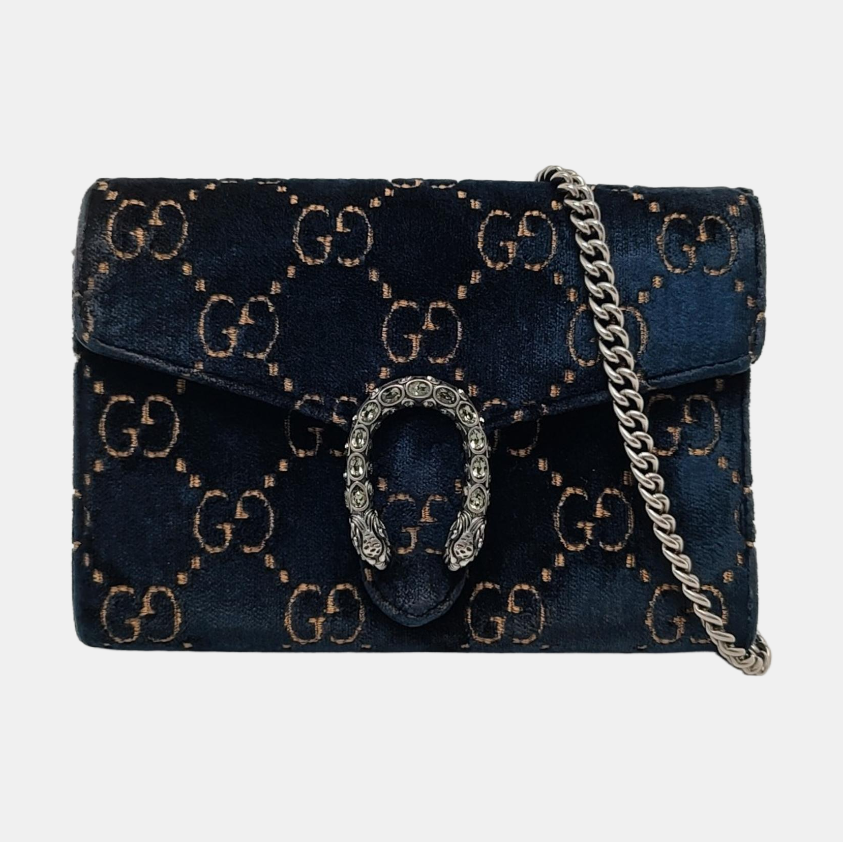 Authenticated pre-owned  Dionysus Super Mini Monogram Velvet Blue - Crossbody Bag at Looply