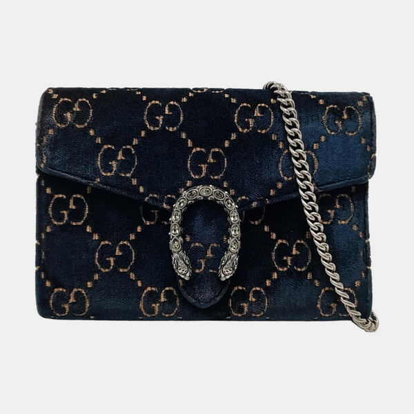 Authenticated pre-owned  Dionysus Super Mini Monogram Velvet Blue - Crossbody Bag at Looply