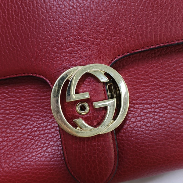 Interlocking G Large Calfskin Red