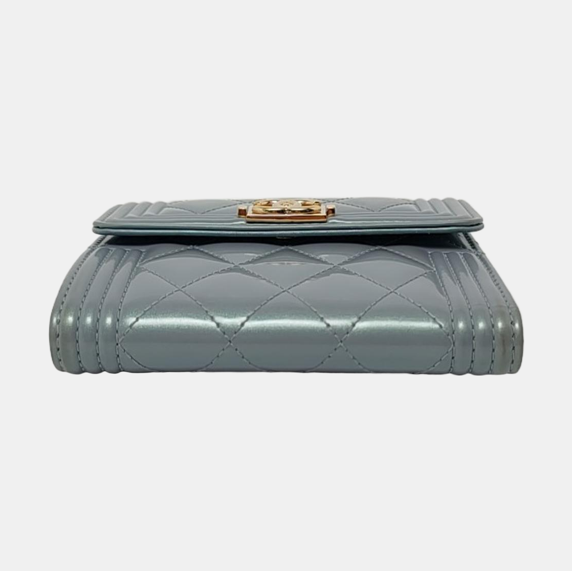 Authenticated pre-owned  Boy Chanel Quilted Patent Leather Blue Wallet - Wallet at Looply
