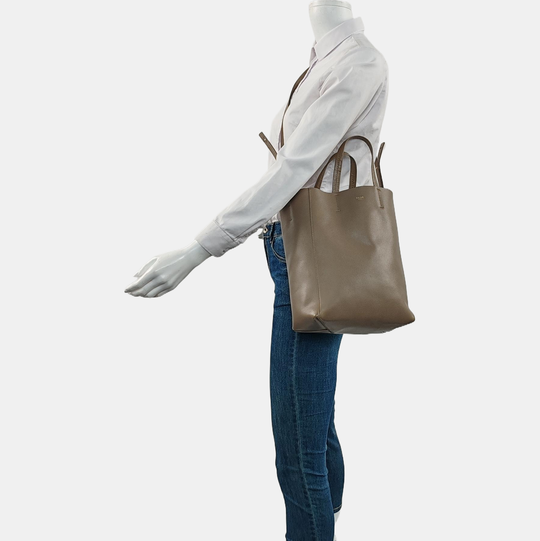 Authenticated pre-owned  Vertical Cabas Calfskin Gray - Crossbody Bag at Looply