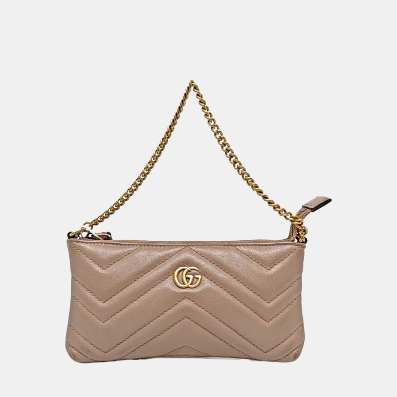 Authenticated pre-owned  GG Marmont Calfskin Beige - Top Handle Bag at Looply
