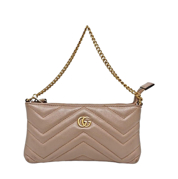 Authenticated pre-owned  GG Marmont Calfskin Beige - Top Handle Bag at Looply