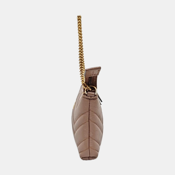 Authenticated pre-owned  GG Marmont Calfskin Beige - Top Handle Bag at Looply