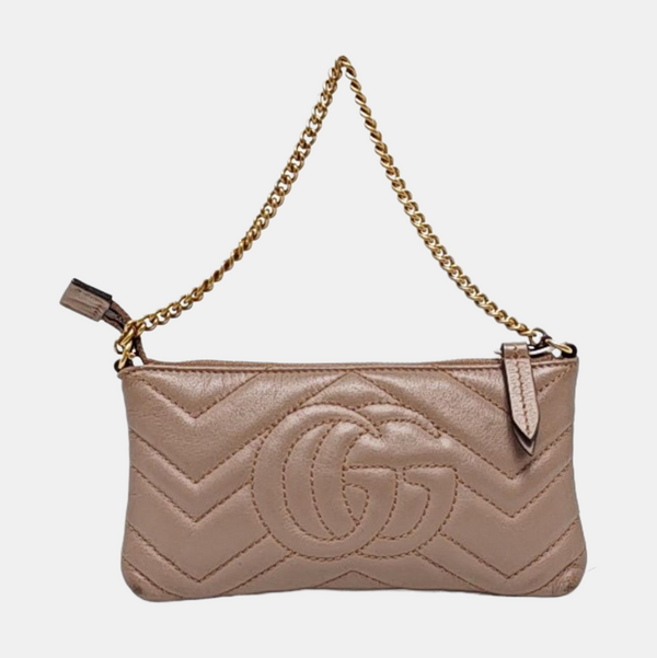 Authenticated pre-owned  GG Marmont Calfskin Beige - Top Handle Bag at Looply