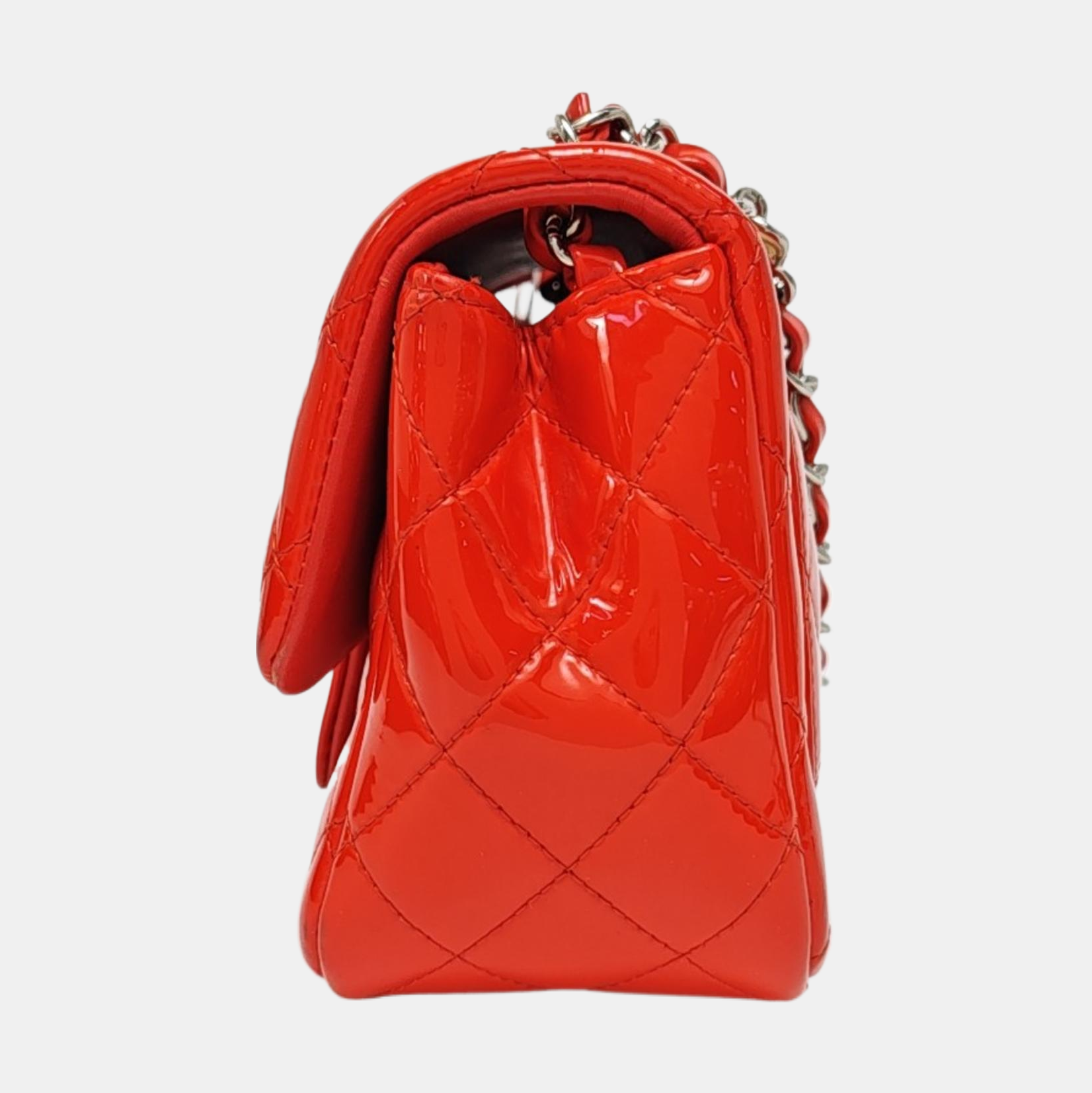 Authenticated pre-owned  Classic Flap Mini Quilted Patent Leather Orange - Shoulder Bag at Looply