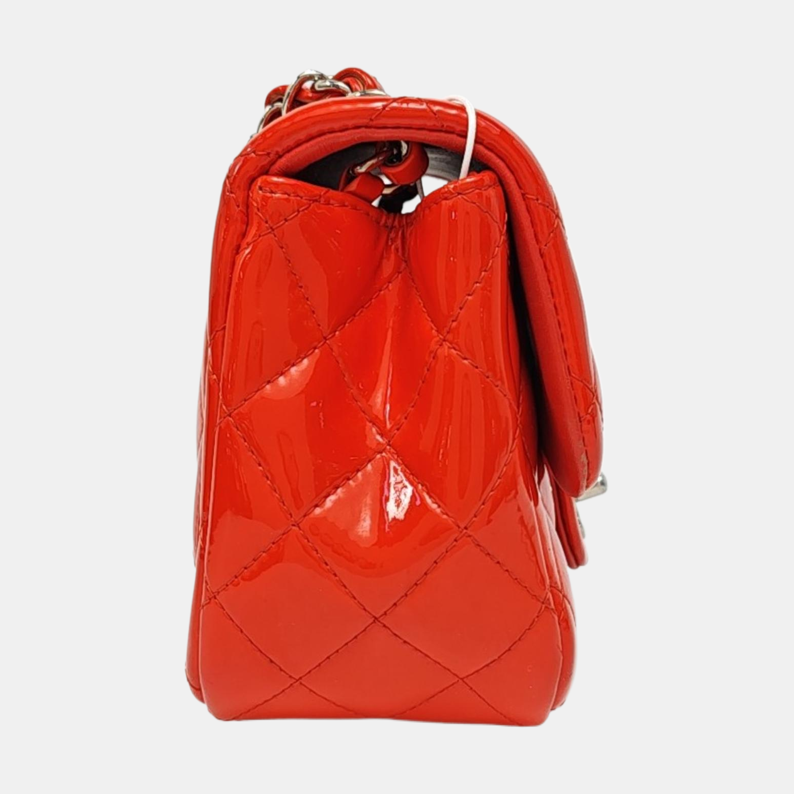 Authenticated pre-owned  Classic Flap Mini Quilted Patent Leather Orange - Shoulder Bag at Looply