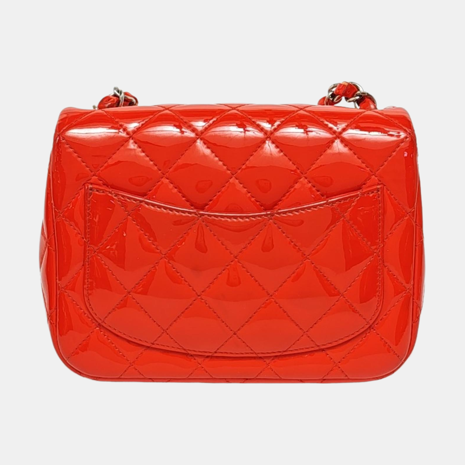 Authenticated pre-owned  Classic Flap Mini Quilted Patent Leather Orange - Shoulder Bag at Looply