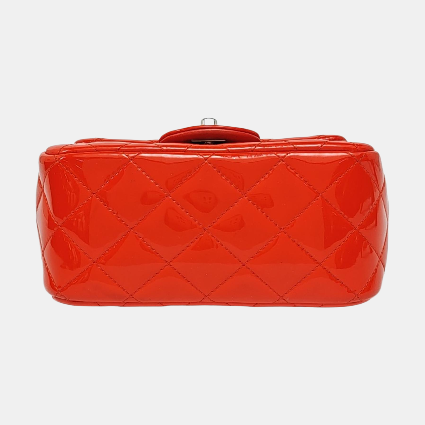 Authenticated pre-owned  Classic Flap Mini Quilted Patent Leather Orange - Shoulder Bag at Looply