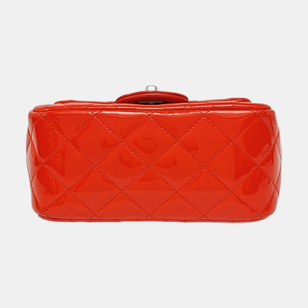 Authenticated pre-owned  Classic Flap Mini Quilted Patent Leather Orange - Shoulder Bag at Looply
