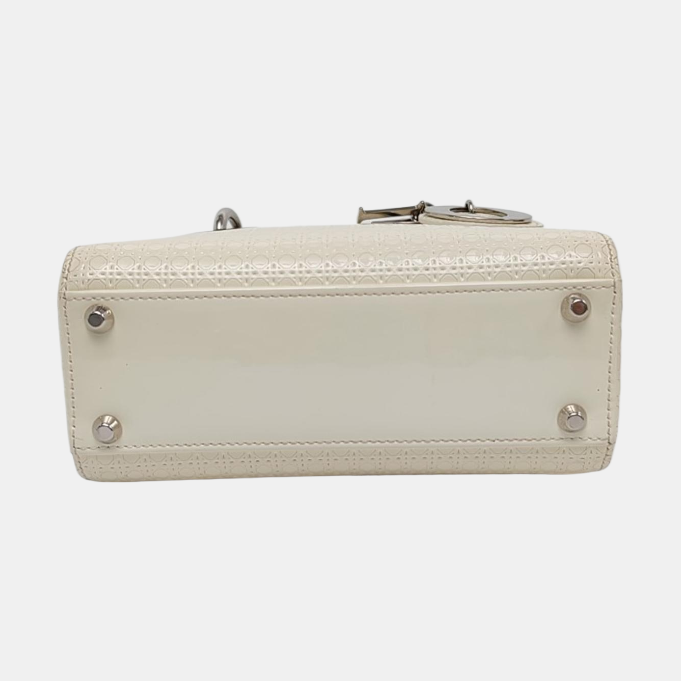 Authenticated pre-owned  Lady Dior Mini Patent Leather White - Crossbody Bag at Looply