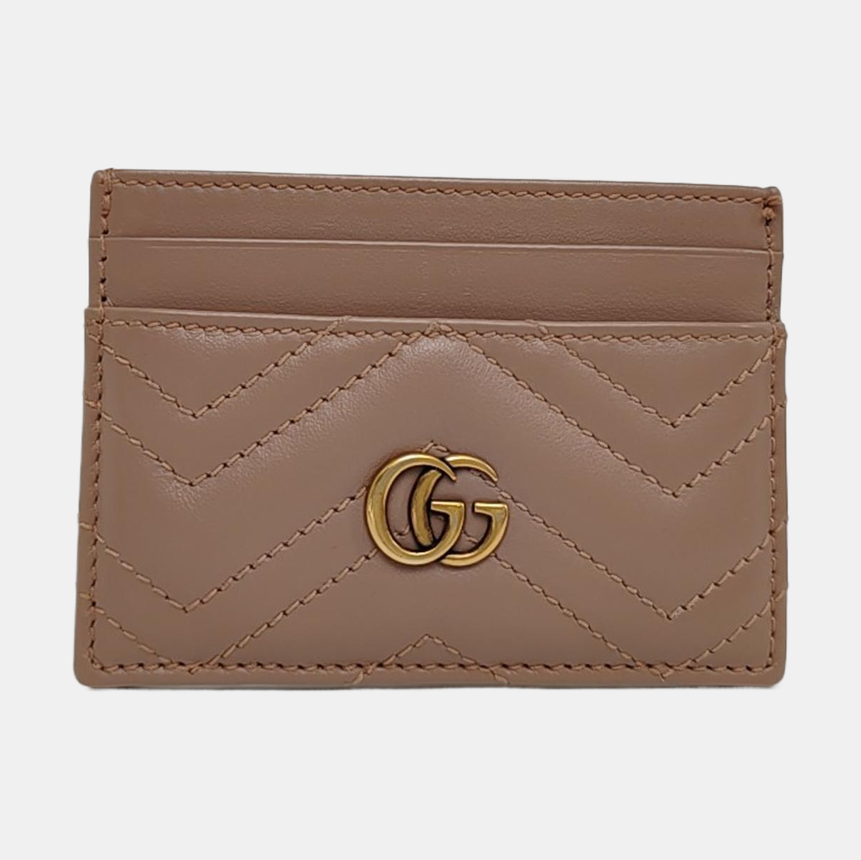 Authenticated pre-owned  GG Marmont Leather Pink Card Holder - Card Holder at Looply