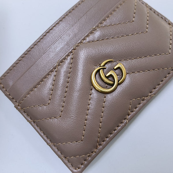 Authenticated pre-owned  GG Marmont Leather Pink Card Holder - Card Holder at Looply