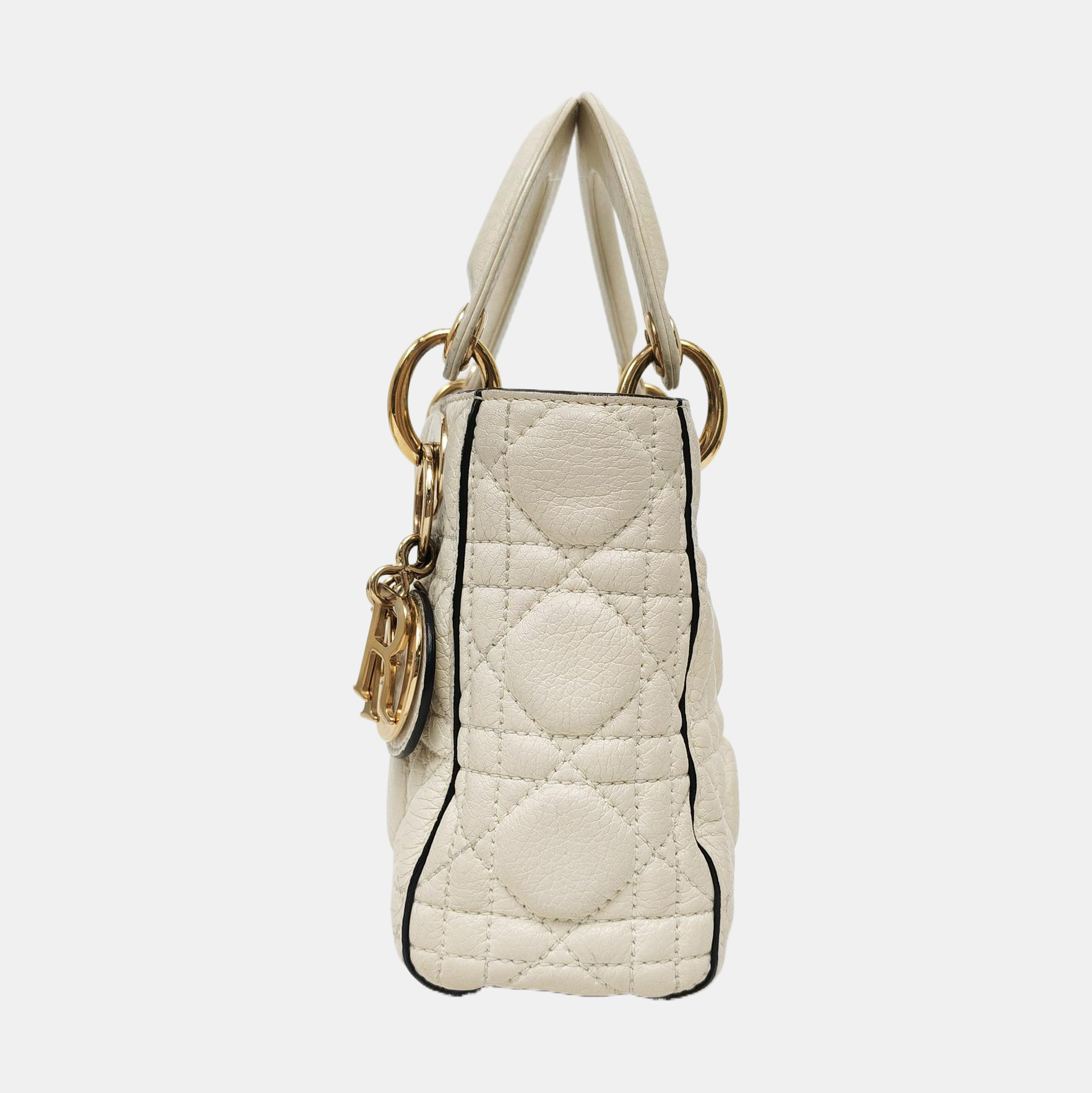 Authenticated pre-owned  Lady Dior Mini Lambskin White - Shoulder Bag at Looply