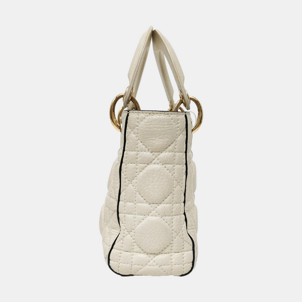 Authenticated pre-owned  Lady Dior Mini Lambskin White - Shoulder Bag at Looply