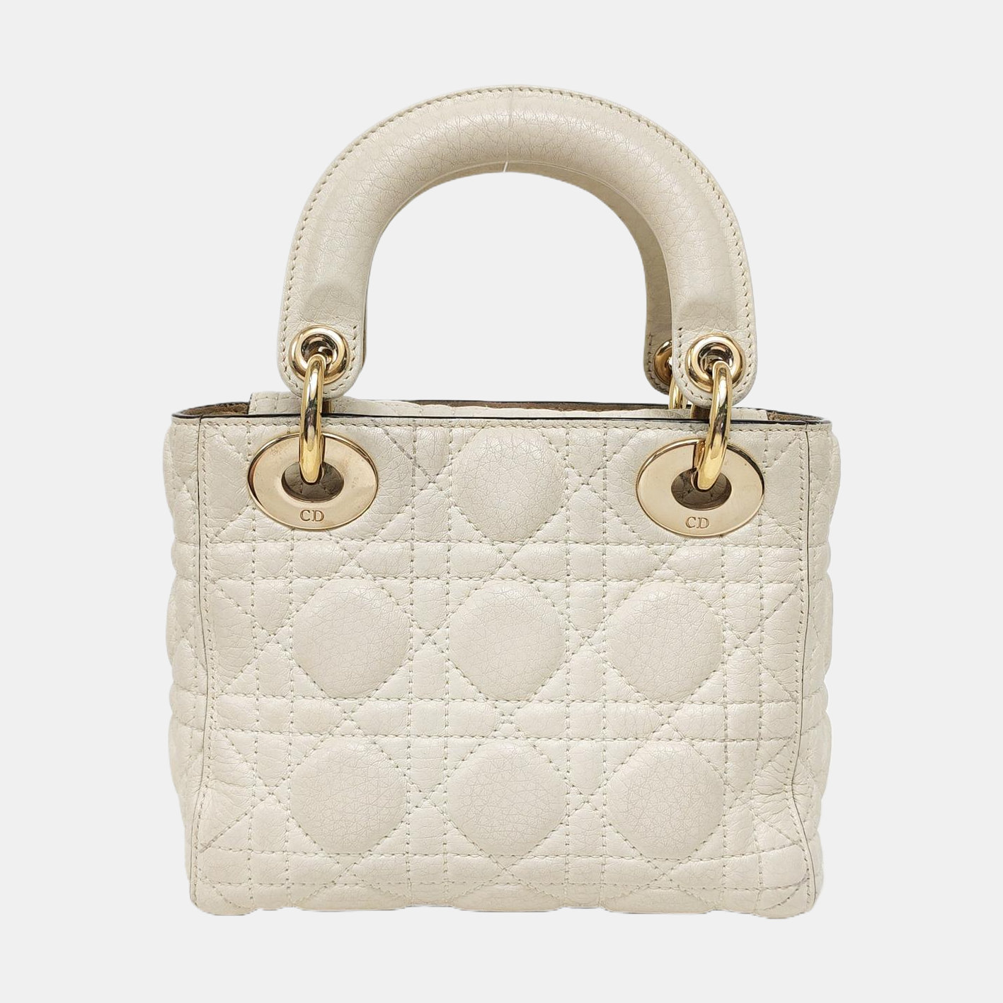 Authenticated pre-owned  Lady Dior Mini Lambskin White - Shoulder Bag at Looply