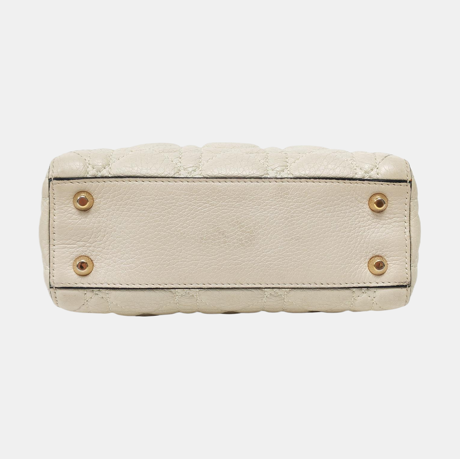 Authenticated pre-owned  Lady Dior Mini Lambskin White - Shoulder Bag at Looply