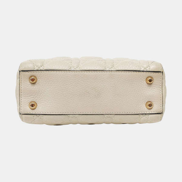 Authenticated pre-owned  Lady Dior Mini Lambskin White - Shoulder Bag at Looply