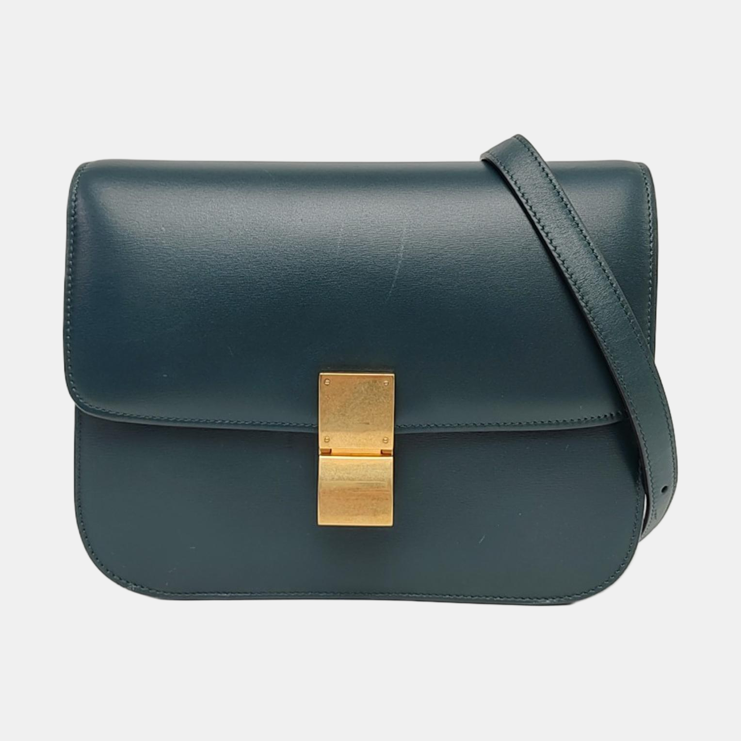 Authenticated pre-owned  CLASSIC BOX Medium Calfskin Green - Shoulder Bag at Looply