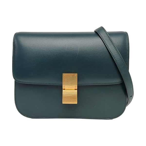 Authenticated pre-owned  CLASSIC BOX Medium Calfskin Green - Shoulder Bag at Looply