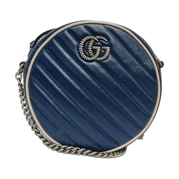 Authenticated pre-owned  GG Marmont Mini Calfskin Blue - Shoulder Bag at Looply