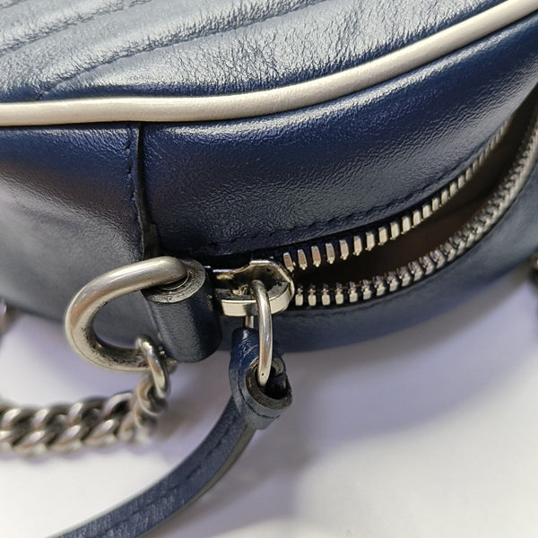 Authenticated pre-owned  GG Marmont Mini Calfskin Blue - Shoulder Bag at Looply