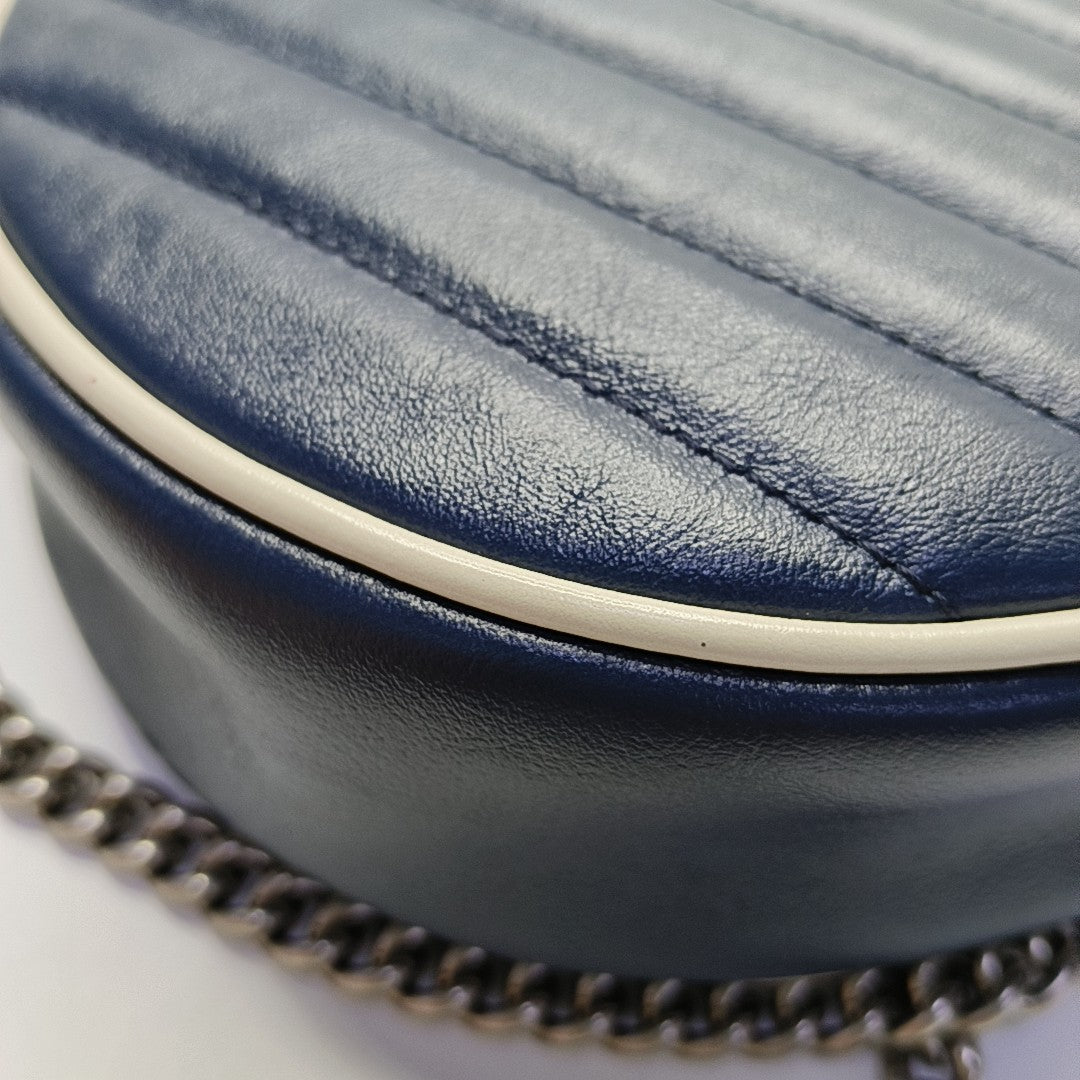 Authenticated pre-owned  GG Marmont Mini Calfskin Blue - Shoulder Bag at Looply