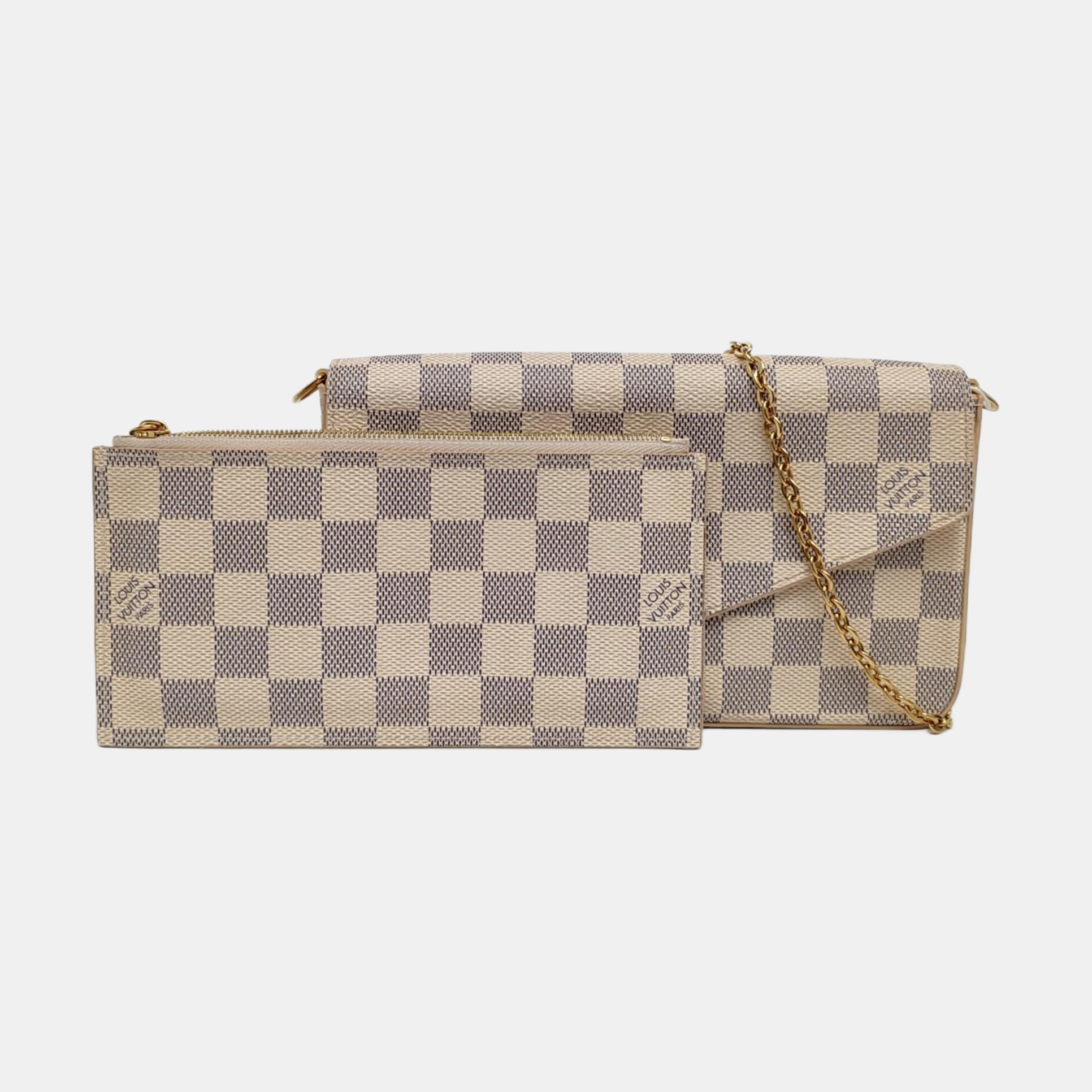 Authenticated pre-owned  Félicie Damier Azur Coated Canvas White - Crossbody Bag at Looply