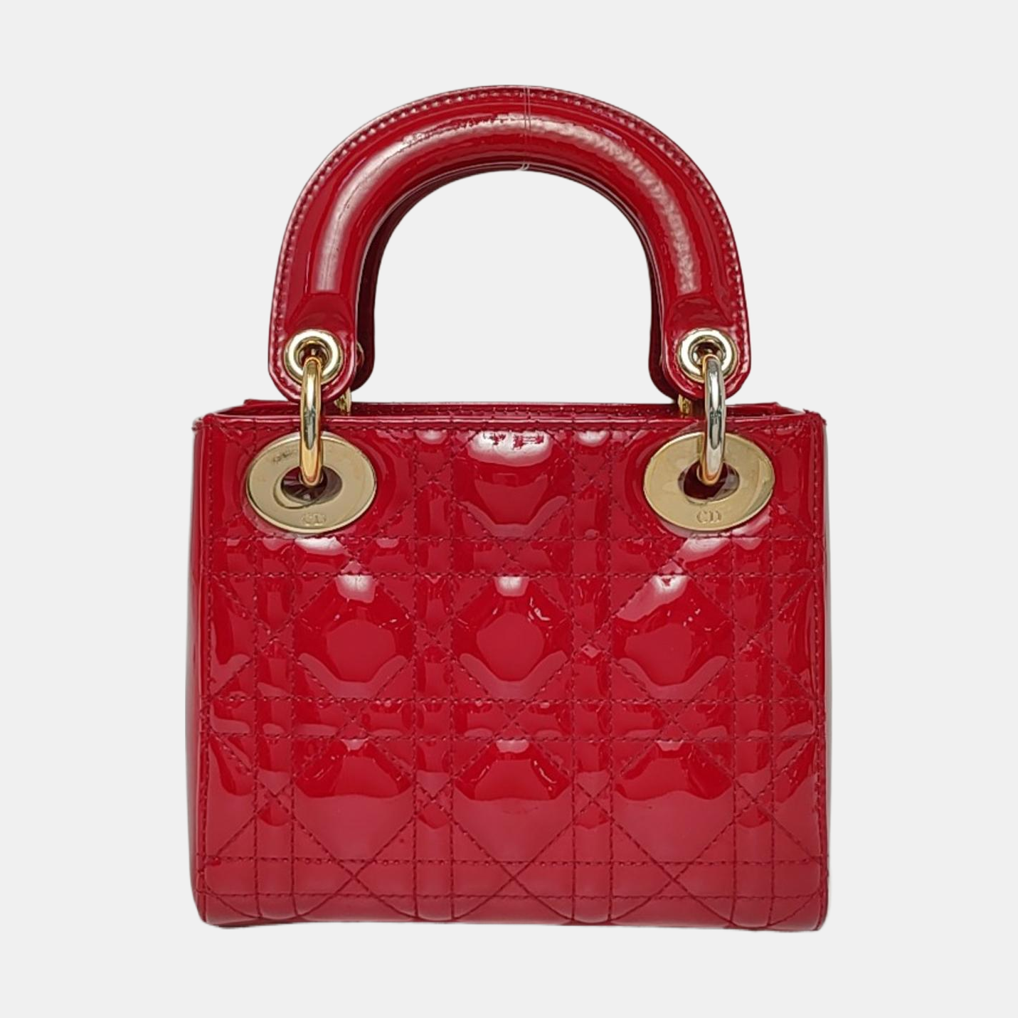 Authenticated pre-owned  Lady Dior Mini Patent Leather Red - Shoulder Bag at Looply
