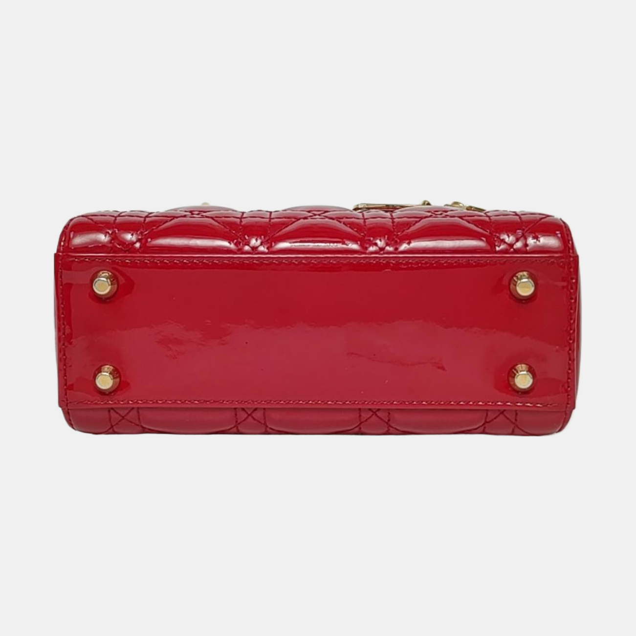 Authenticated pre-owned  Lady Dior Mini Patent Leather Red - Shoulder Bag at Looply