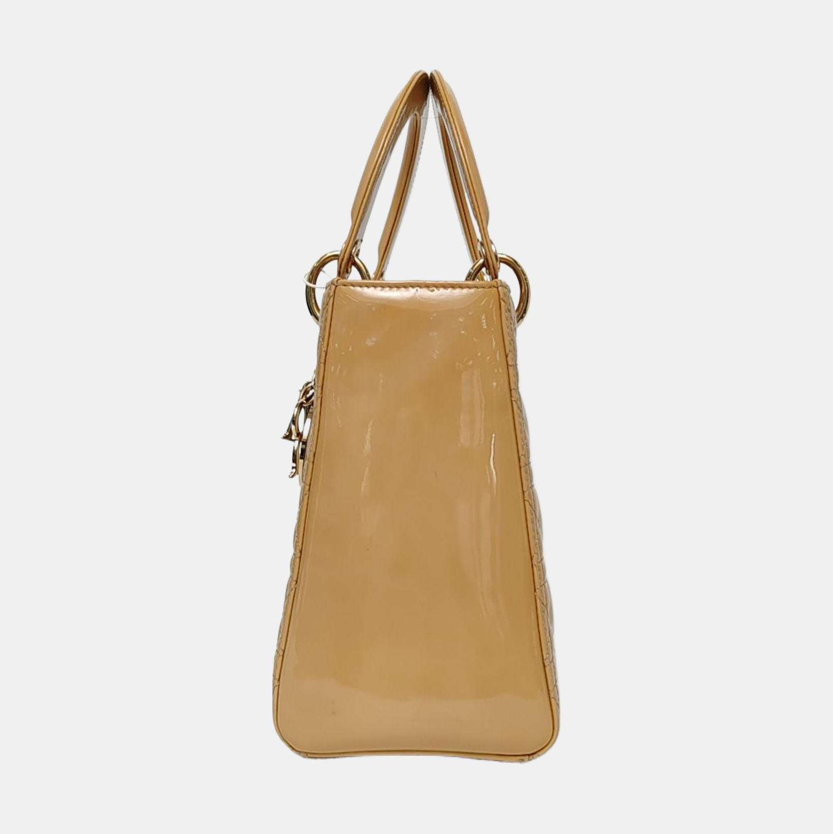 Authenticated pre-owned  Lady Dior Medium Patent Leather Yellow - Top Handle Bag at Looply