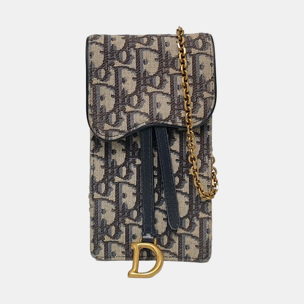 Authenticated pre-owned  Saddle Oblique Canvas Blue - Crossbody Bag at Looply