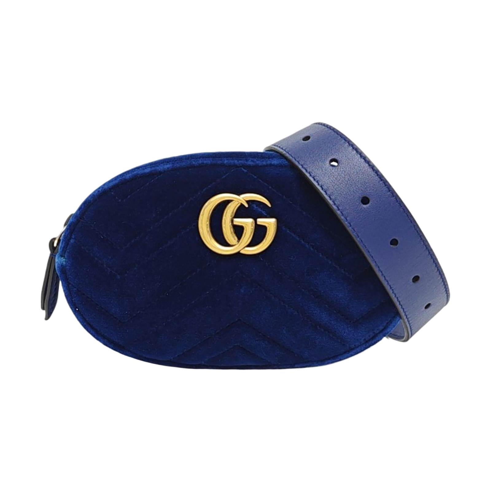 Authenticated pre-owned  GG Marmont Velvet Blue - Belt Bag at Looply