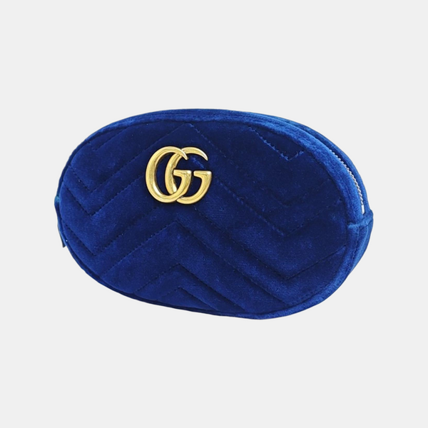 Authenticated pre-owned  GG Marmont Velvet Blue - Belt Bag at Looply