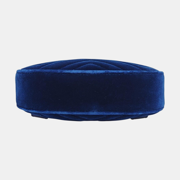 Authenticated pre-owned  GG Marmont Velvet Blue - Belt Bag at Looply