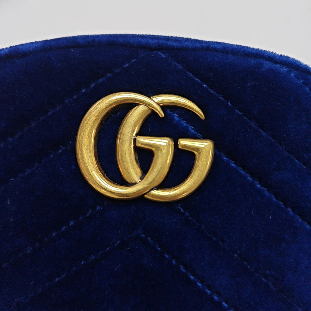 Authenticated pre-owned  GG Marmont Velvet Blue - Belt Bag at Looply